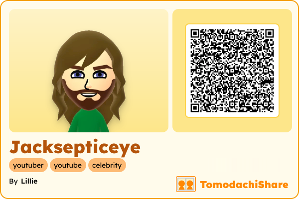 Jacksepticeye, a male Mii  with tags: youtuber, youtube, celebrity