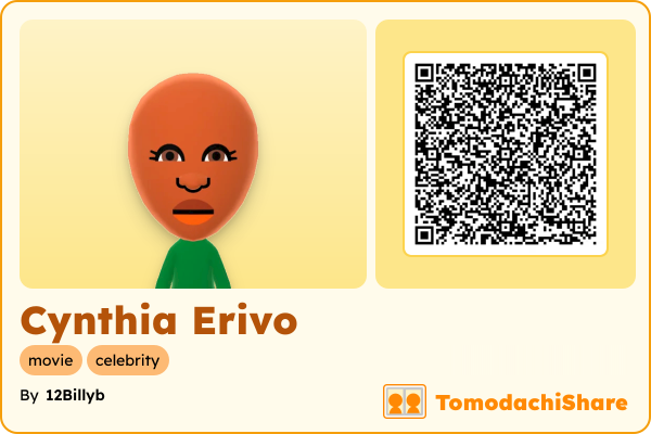 Cynthia Erivo, a male Mii  with tags: movie, celebrity