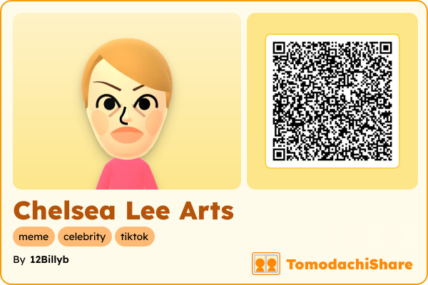 Chelsea Lee Arts, a female Mii  with tags: meme, celebrity, tiktok