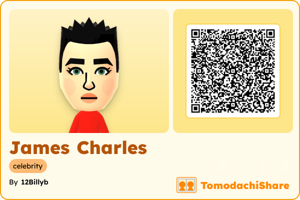 James Charles, a female Mii  with tags: celebrity