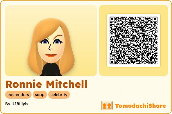 Ronnie Mitchell, a female Mii  with tags: eastenders, soap, celebrity