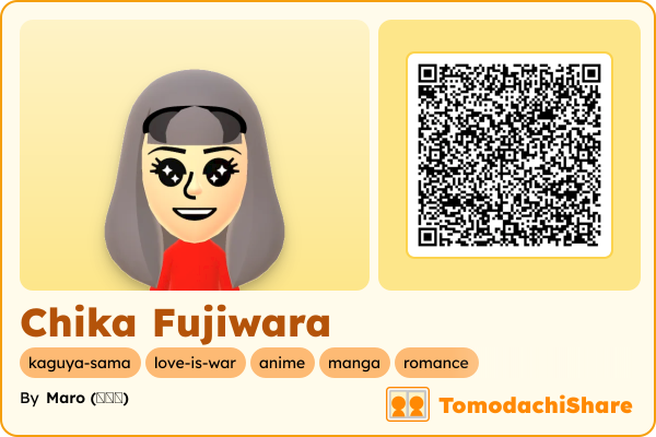 Chika Fujiwara, a female Mii  with tags: kaguya-sama, love-is-war, anime, manga, romance