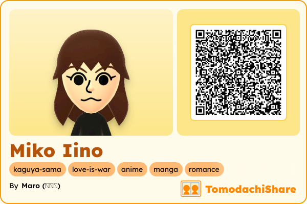 Miko Iino, a female Mii  with tags: kaguya-sama, love-is-war, anime, manga, romance