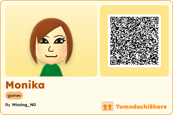Monika, a female Mii  with tags: games