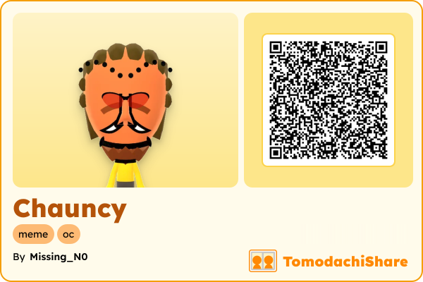 Chauncy, a male Mii  with tags: meme, oc