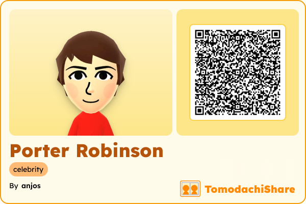 Porter Robinson, a male Mii  with tags: celebrity