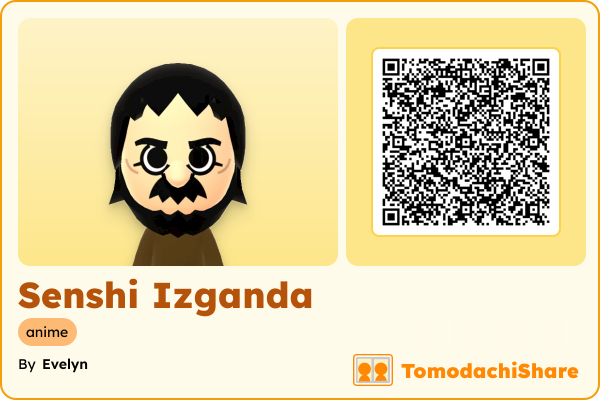 Senshi Izganda, a male Mii  with tags: anime