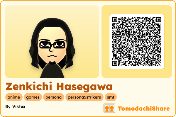 Zenkichi Hasegawa, a male Mii  with tags: anime, games, persona, persona5strikers, smt