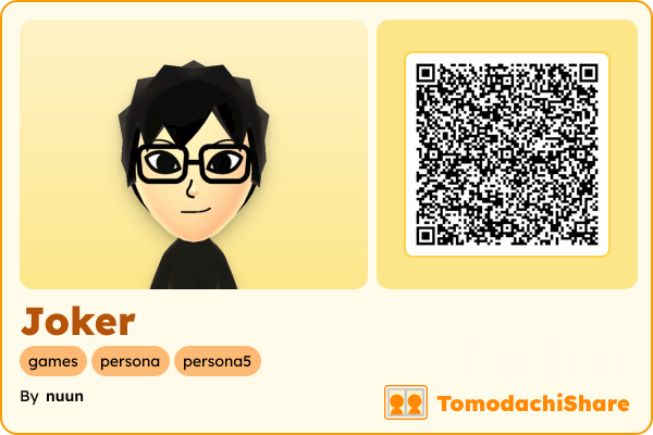 Joker, a male Mii  with tags: games, persona, persona5