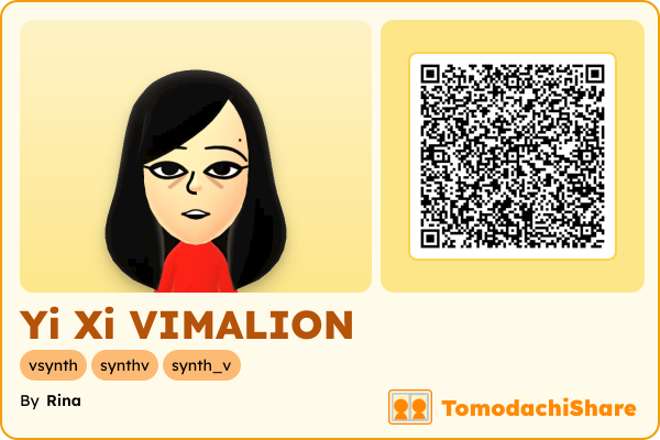 Yi Xi VIMALION, a female Mii  with tags: vsynth, synthv, synth_v