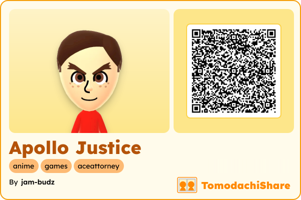 Apollo Justice, a female Mii  with tags: anime, games, aceattorney