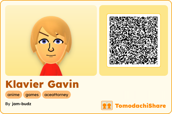 Klavier Gavin, a male Mii  with tags: anime, games, aceattorney