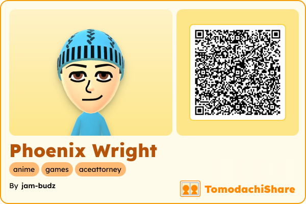 Phoenix Wright, a male Mii  with tags: anime, games, aceattorney