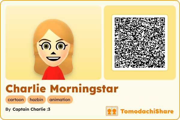 Charlie Morningstar, a female Mii  with tags: cartoon, hazbin, animation
