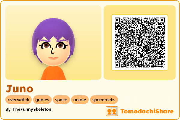 Juno, a female Mii  with tags: overwatch, games, space, anime, spacerocks