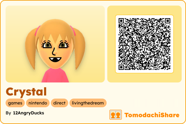 Crystal, a female Mii  with tags: games, nintendo, direct, livingthedream