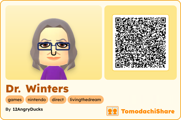Dr. Winters, a female Mii  with tags: games, nintendo, direct, livingthedream