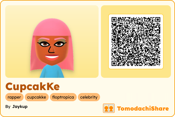 CupcakKe, a female Mii  with tags: rapper, cupcakke, floptropica, celebrity