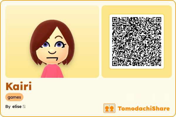 Kairi, a female Mii  with tags: games