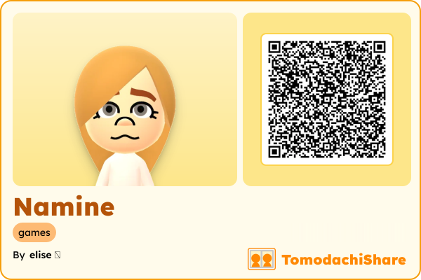 Namine, a female Mii  with tags: games