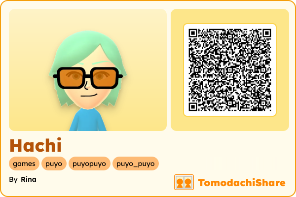 Hachi, a male Mii  with tags: games, puyo, puyopuyo, puyo_puyo