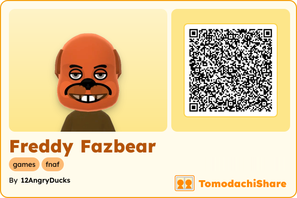Freddy Fazbear, a male Mii  with tags: games, fnaf