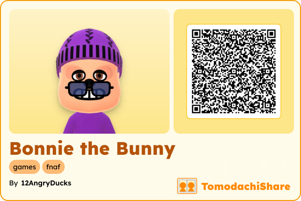 Bonnie the Bunny, a male Mii  with tags: games, fnaf