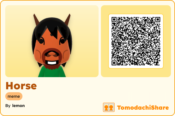 Horse, a female Mii  with tags: meme
