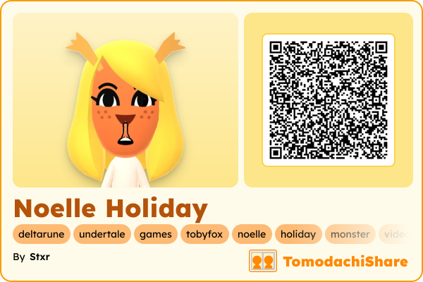 Noelle Holiday, a female Mii  with tags: deltarune, undertale, games, tobyfox, noelle, holiday, monster, videogame