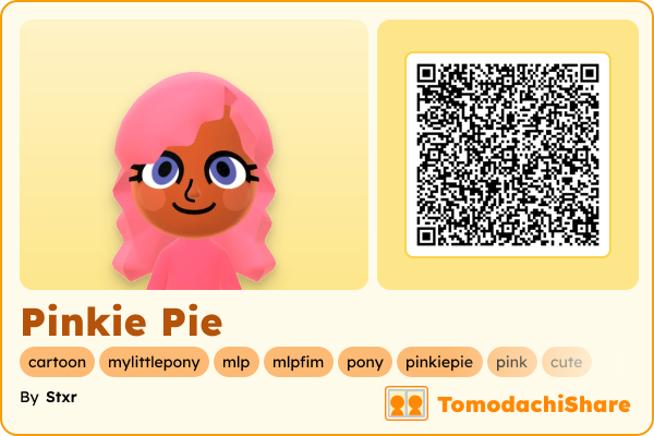 Pinkie Pie, a female Mii  with tags: cartoon, mylittlepony, mlp, mlpfim, pony, pinkiepie, pink, cute
