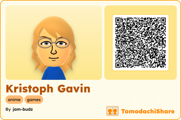 Kristoph Gavin, a female Mii  with tags: anime, games