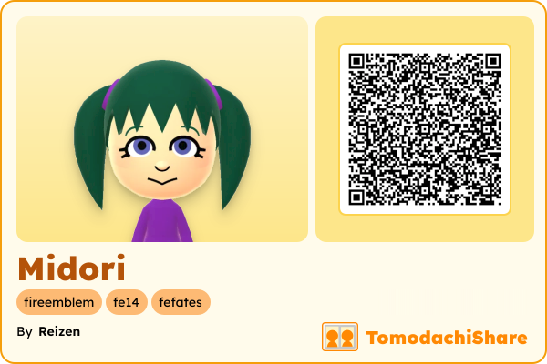 Midori, a female Mii  with tags: fireemblem, fe14, fefates