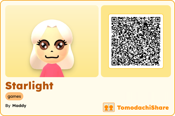 Starlight, a female Mii  with tags: games