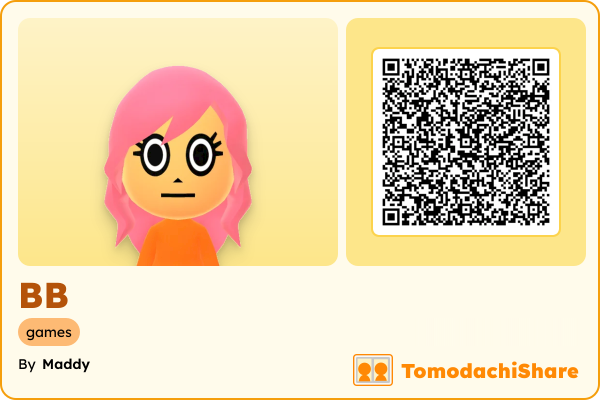 BB, a female Mii  with tags: games