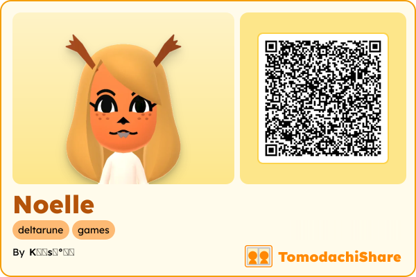 Noelle, a female Mii  with tags: deltarune, games