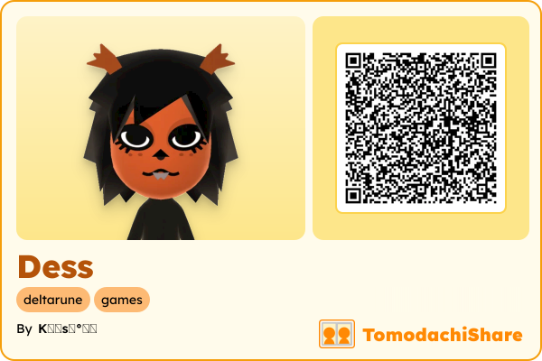 Dess, a female Mii  with tags: deltarune, games