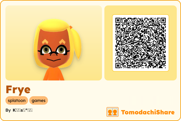 Frye, a female Mii  with tags: splatoon, games