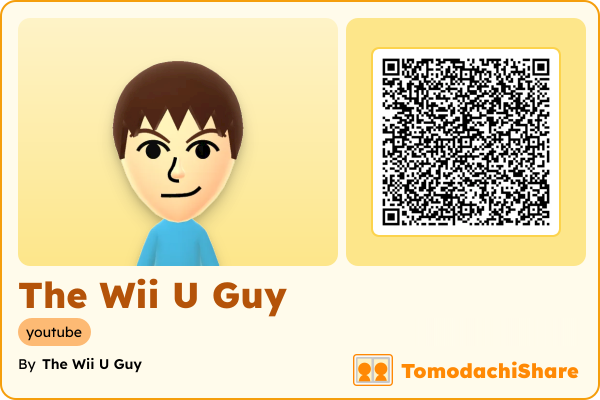 The Wii U Guy, a male Mii  with tags: youtube
