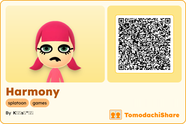 Harmony, a female Mii  with tags: splatoon, games