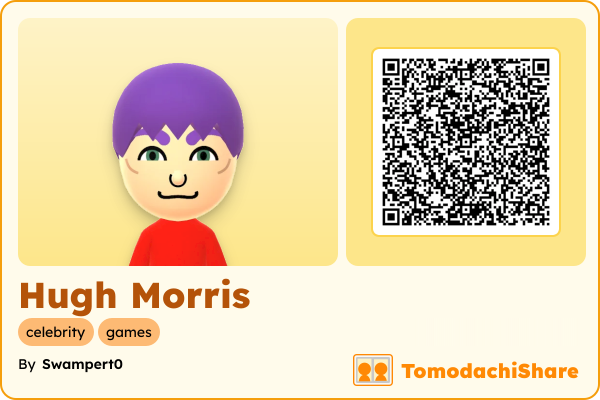 Hugh Morris, a male Mii  with tags: celebrity, games