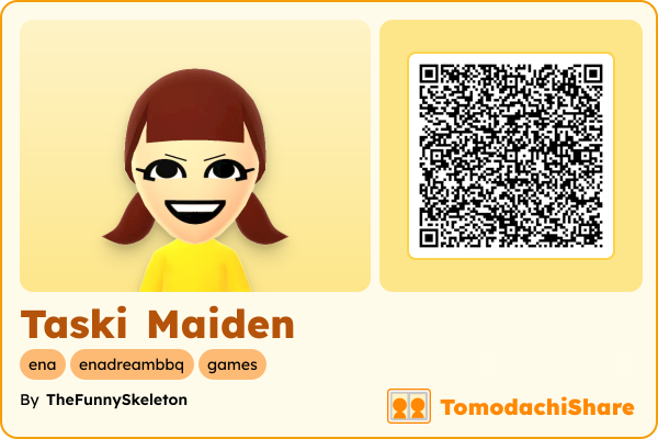 Taski Maiden, a female Mii  with tags: ena, enadreambbq, games
