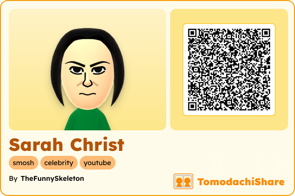 Sarah Christ, a female Mii  with tags: smosh, celebrity, youtube