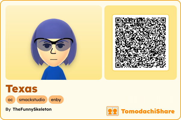 Texas, a male Mii  with tags: oc, smackstudio, enby