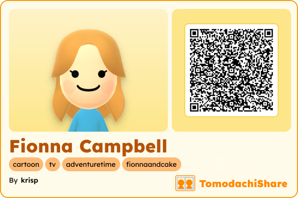 Fionna Campbell, a female Mii  with tags: cartoon, tv, adventuretime, fionnaandcake
