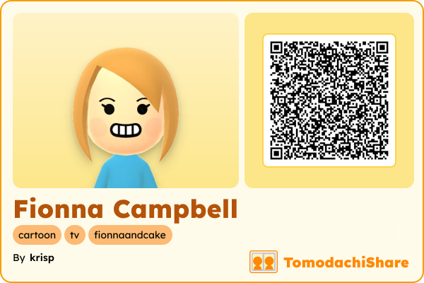 Fionna Campbell, a female Mii  with tags: cartoon, tv, fionnaandcake