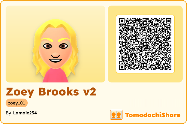 Zoey Brooks v2, a female Mii  with tags: zoey101