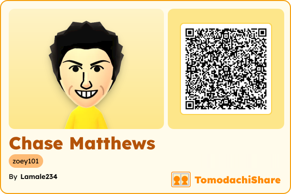 Chase Matthews, a male Mii  with tags: zoey101