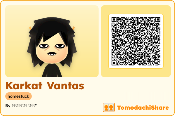 Karkat Vantas, a male Mii  with tags: homestuck