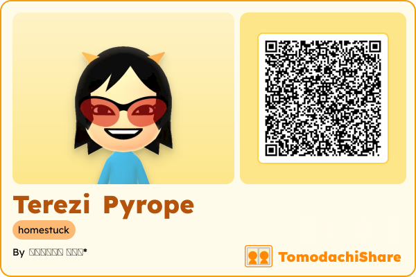 Terezi Pyrope, a female Mii  with tags: homestuck