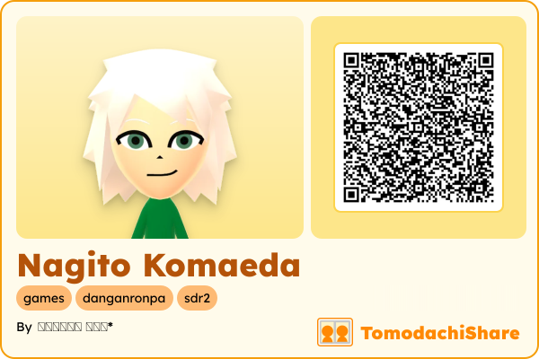 Nagito Komaeda, a male Mii  with tags: games, danganronpa, sdr2
